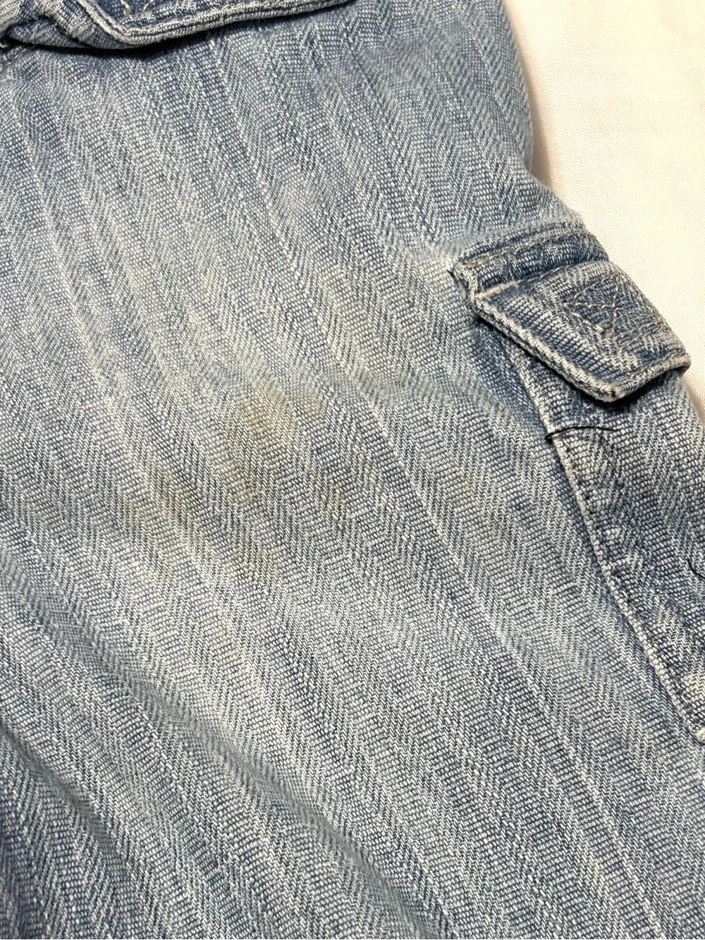 6-12 Month Old Navy Denim Jean Overalls with Cargo Pockets